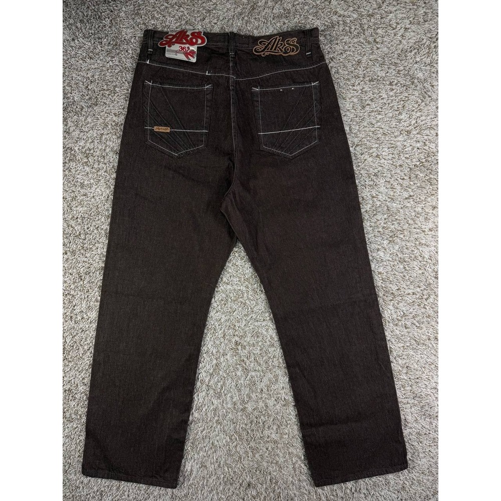 Akademiks Denim Baggy Jeans Size 36 Y2K Hip Hop Streetwear Stitched Pocket